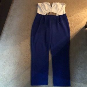 Blue and white romper